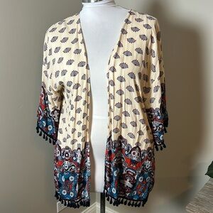 UMGEE Open Front Paisley Fringe Kimono Size S/M